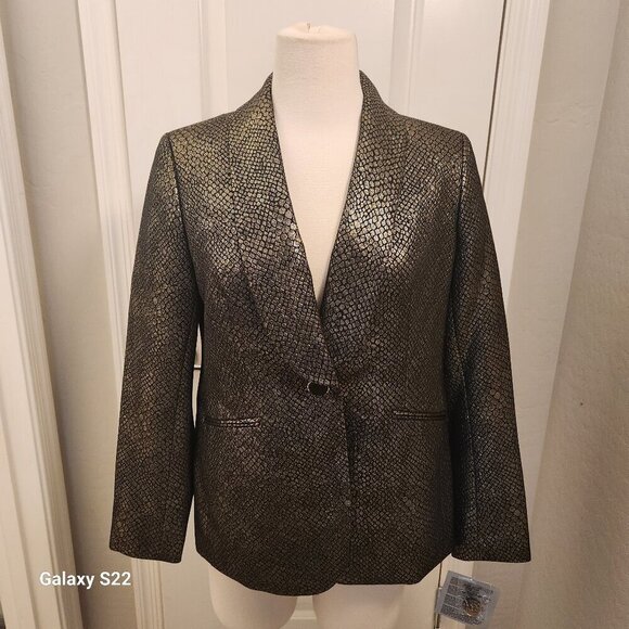 Kasper Gold/Black Blazer. NWT. Size MP. - Picture 1 of 15